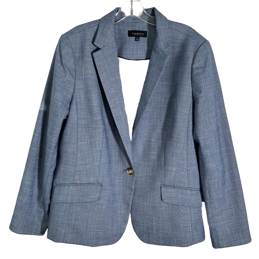 Talbots Women's Blue Linen Look Blazer in Size 18
